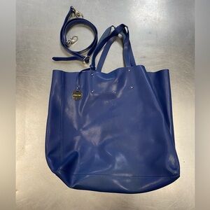 PULICATI SAFFIANO BRIGHT BLUE LEATHER MADE IN ITALY TOTE SHOULDER BAG